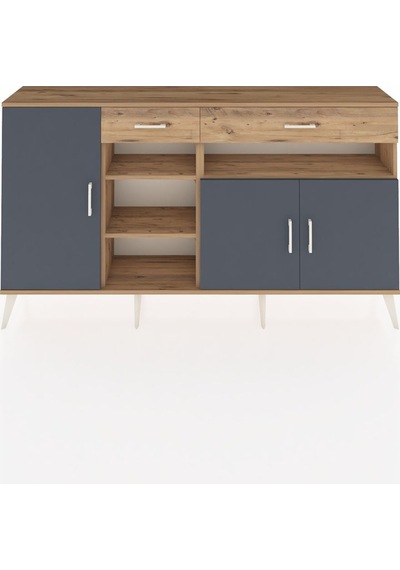 Arges Konsol 5 Raflı 2 Çekmeceli 3 Kapaklı 176x30x99 Çam-antrasit/çam Antrasıt/atlas Çam - Atlas Çam