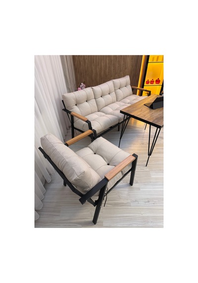 Houseart Açelya Balkon, Bahçe, Cafe - Salon - Metal Kanepe Koltuk Takımı 3+1+1 + Masa Krem Houseart Açelya Balkon, Bahçe, Cafe - Salon - Metal Kanepe Koltuk Takımı 3+1+1 + Masa Krem