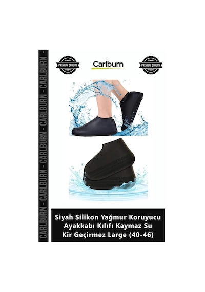 Özel Üretim Esnek Siyah Silikon Yağmur Koruyucu Ayakkabı Kılıfı Kaymaz Su Kir Geçirmez Large 4046