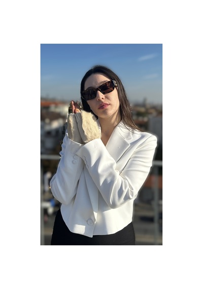Mollycrush Kadın Peluş Detaylı Yarım Parmak Kışlık Eldiven Sıcak Tutarlı Şık Tasarım Bej