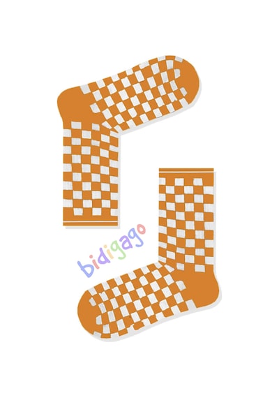 Bidigago 6'lı Damalı Renkli Atletik Çorap Set Renkli