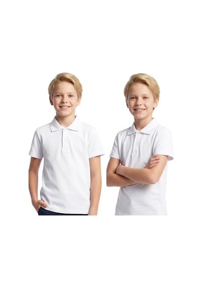 Modanino 2'li T-shirt -%100 Pamuk Ve Okul Tarz- Erkek Çocuk 5-16 Yaş 12725at Beyaz