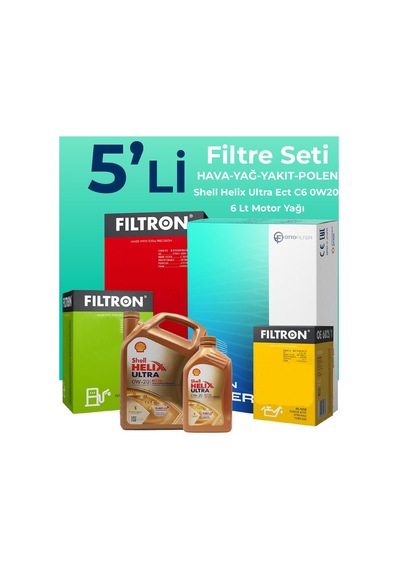 Filtron Volvo Xc60 2.0 Dizel Filtre Bakım Seti Shell Motor Yağlı (2013-2017) 5 Li