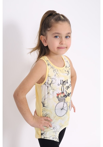 Toontoy Kids Toontoy Kız Çocuk Bisiklet Baskılı Atlet Sarı