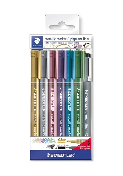 Staedtler Metallic Marker & Pigment Liner Set 7Li