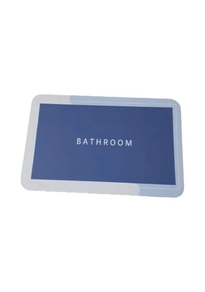 Sihirli Su Emici Banyo Paspası Kaymaz Tabanlı Abdest Paspası Kare Gri - Lacivert