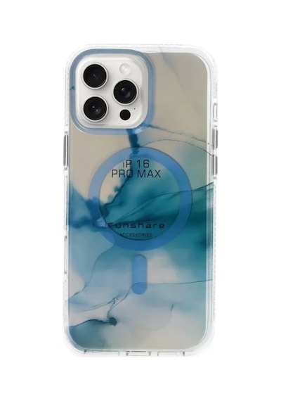 Apple Uyumlu iPhone 16 Pro Max Phantom Magsafe Kapak - Mavi Çok Renkli