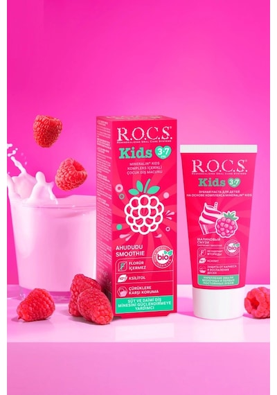 .kids Ahududu Smoothie Tadında Florürsüz Diş Macunu 45 Gr Açık