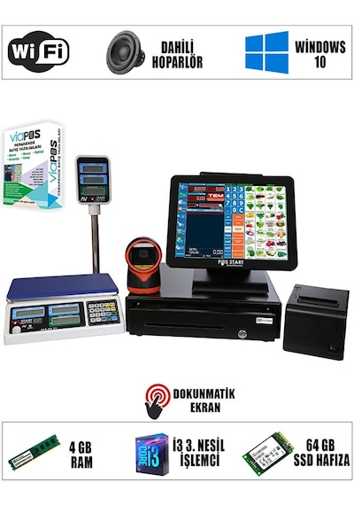 Pos Start Market Barkod Sistemi Premium Set Jj-6800a