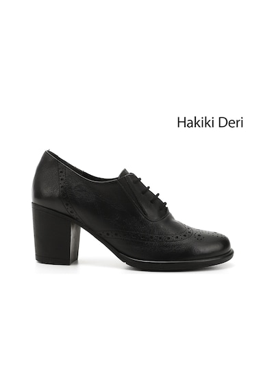 Gönderi(R) Gönderi R Kadın Siyah Bağcıklı Orta Kalın Topuklu Hakiki Deri Oxford Ayakkabı Gdza13424040 siyah