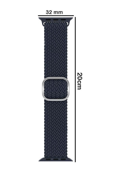 Wozlo Apple Uyumlu  Watch 1 2 3 4 5 6 7 8 Se Ultra Solo Loop Esnek Örgü Tokalı Kordon 38/40/41mm - Siyah