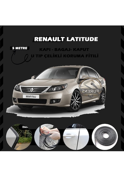 Renault Latitude Oto Araç Kapı Koruma Fitili 5metre Parlak Siyah Renk