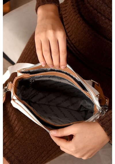 Just Polo Kadın Kabartma Baskılı El Ve Omuz Çantası Shoulder Bag Beyaz