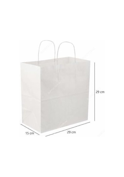 Büküm Saplı Beyaz Kağıt Çanta 29x15x29 25'li