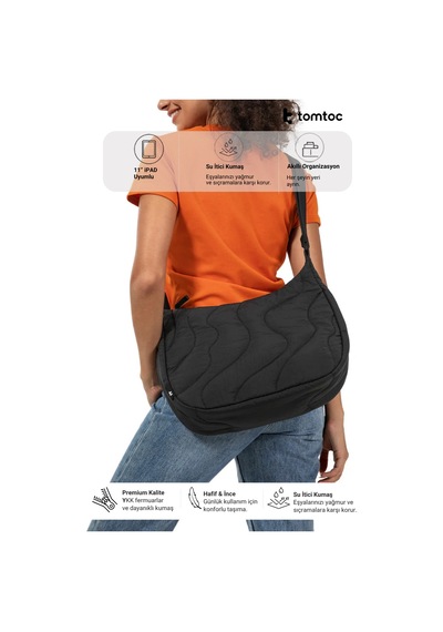 Terra Puffy Serisi T34 11" - 9l Siyah El Ve Omuz Çantası - T34m1d1