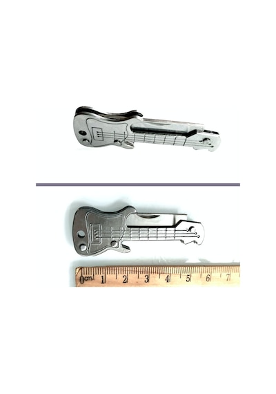 Omeniv Mini Gitar Kamp Çakı Kamp Bıçak Çelik Elektrogitar Anahtarlık Kolye Gümüş