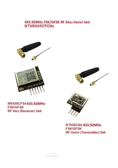 433.92mhz Fsk/gfsk Rf Alıcı Verici Seti Ntxrx05cfcn4