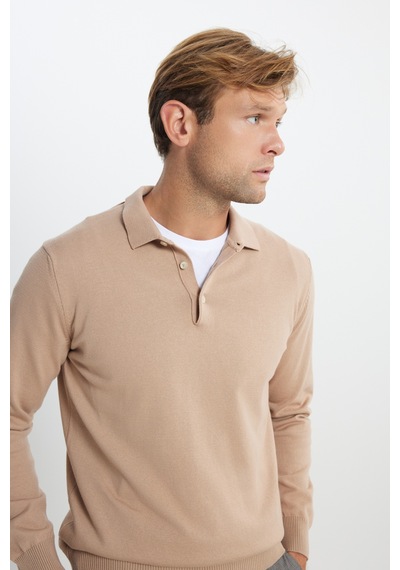 AC&Co / Altınyıldız Classics Erkek Bej Pamuklu Standart Fit Normal Kesim Polo Yaka Triko Kazak Bej AC&Co / Altınyıldız Classics Erkek Bej Pamuklu Standart Fit Normal Kesim Polo Yaka Triko Kazak Bej