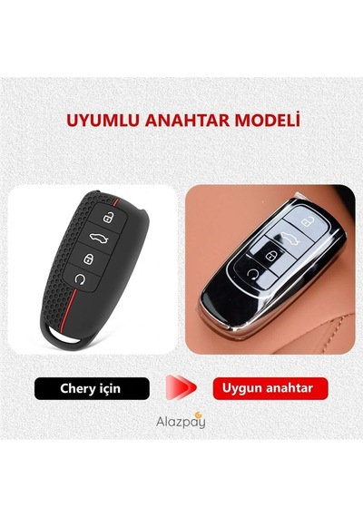 Chery Tiggo 8 Pro & Omoda 5 & Tiggo 7 Avantgarde Yarı Desenli Silikon Anahtar Kılıfı 1 Adet