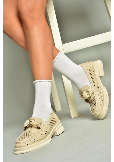 Fox Shoes U704137509 Bej Loafer Makosen Kadın Ayakkabı Bej
