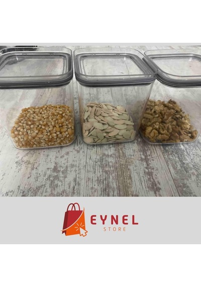 1 L Kare Vakumlu Kap Kuru Gıda Baklagil Saklama Üçlü Hava Almayan Un Tahıl Erzak Koyma Kutu 1 Diğer