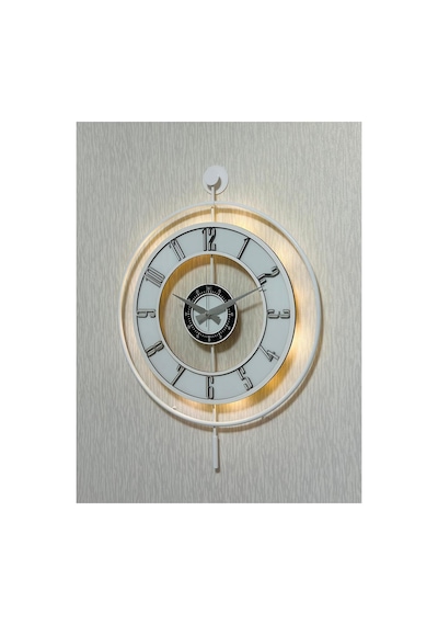 Pey Aksesuar Metal Camlı Duvar Saati 50 X 70 Cm Orta Boy Işıklı Gerçek Cam M51-beyaz-şeffaf-beyaz-gümüş M51-beyaz-şeffaf-beyaz-gümüş