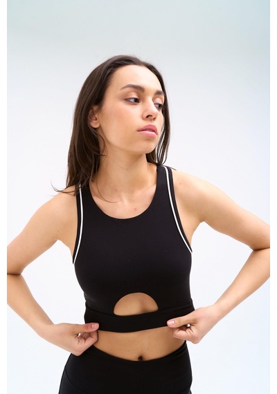 Normal People Zela - Spor Bra / Şeftali Dokulu Peach Skin Kumaş Siyah