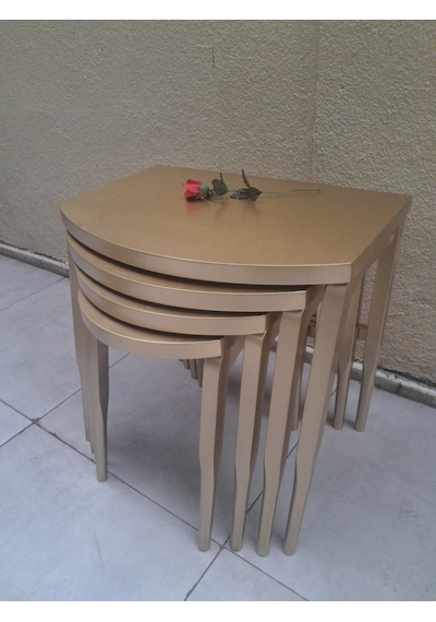 Zigon Ilgz 90552 D Model Klasik Sehpa Ahşap Kayın Retro Ayak Kaplama Parlak Gold Sarı