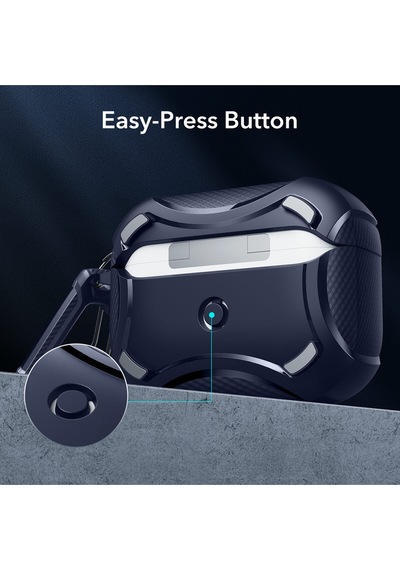 Apple AirPods Uyumlu Pro / Pro 2 Kılıf - Cyber Armor Tough Halolock Magsafe Kılıf Lacivert