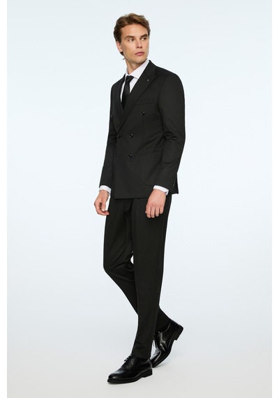 Morven Erkek Siyah Poliviskon Trend Düz Slim Fit Sivri Yaka Kruvaze Takım Elbise 26ms001026001 Siyah Morven Erkek Siyah Poliviskon Trend Düz Slim Fit Sivri Yaka Kruvaze Takım Elbise 26ms001026001 Siyah