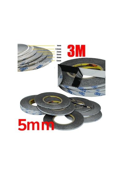 5 MM/50mt Çift Taraflı Bant Ekran Cam Kasa Kapak Tamir Bantı-siyah