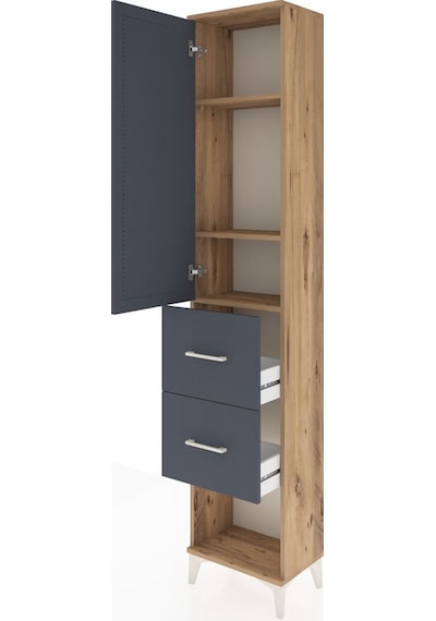 Arges Dolap 3 Raflı 2 Çekmeceli Tek Kapaklı 44x30x221 Çam-ant... Çam