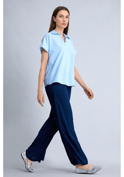 Defacto Culotte Geniş Paça Kırışık Dokulu Viskon Lacivert Pantolon C9565ax26smnv248 Lacivert-nv248