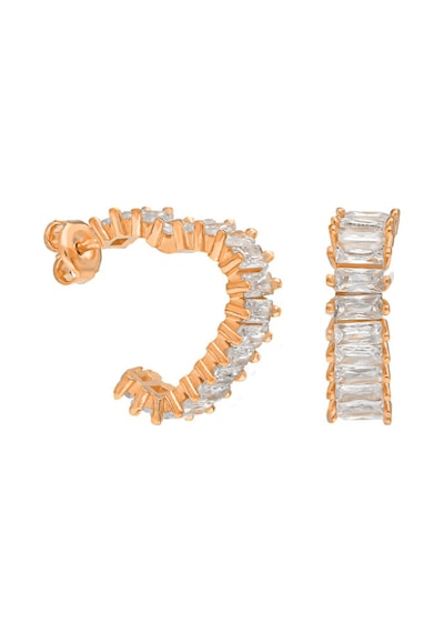 Zirkon Kalp Küpe 717099 Rose Gümüş