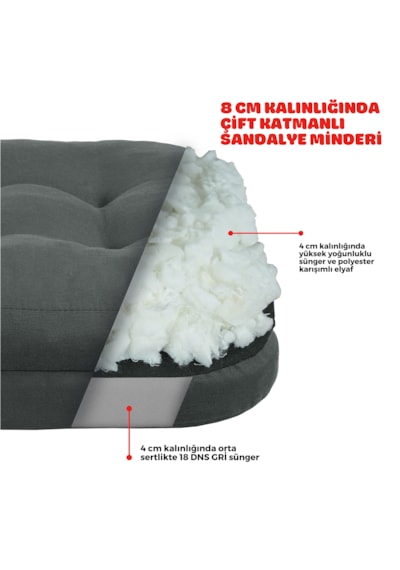 Xpermate 2'li Çift Kat Sandalye Minderi 42x42x8 Antrasit