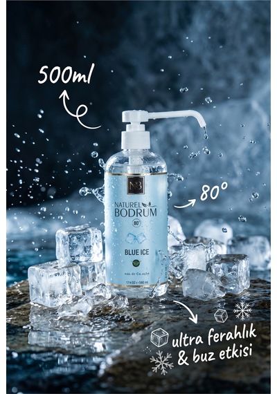 Blue İce Kolonya 500 Ml Sprey Başlıklı Buzlu Ferah Ekonomik Boy %80 Alkollü