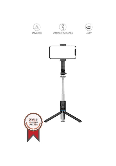 Torima C01 Çok Amaçlı Tripod Kumandalı Selfie Çubuğu Siyah