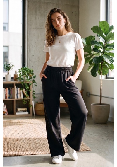 Bigmost Kadın 2'li Set Oversize Oysho Modal Kumaş Beli Lastikli Cepli Günlük Eşofman Altı Siyah - Krem Bigmost Kadın 2'li Set Oversize Oysho Modal Kumaş Beli Lastikli Cepli Günlük Eşofman Altı Siyah - Krem