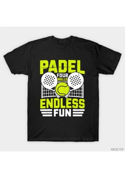 Flood Of Style Padel Four Walls, Sonsuz Eğlence Komik Oyuncu Ekipmanları Erkekler Kadınlar İçin Tişört %100 Çok Renkli