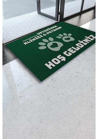 Valerine Life İsme, Kişiye Veya Firmaya Özel Veteriner Kliniği Ve Pet Shop Temalı Yeşil Hoş Geldiniz Kahverengi
