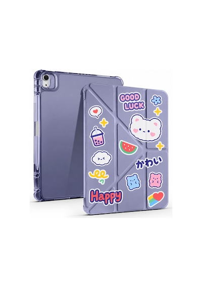 İpad Air 11inç M4 / M3 / M2 Air 4. / 5.nesil 10.9inç Uyumlu Kalem Bölmeli Kawaii Origami Standlı Uyuku Modlu Tablet Kılıfı Arka Kapak