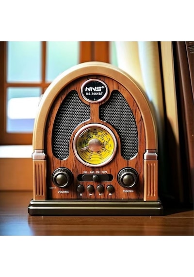 Orta Boy Kubbe Model Retro Ahşap Tasarım Bluetooth Hoparlörlü Rad