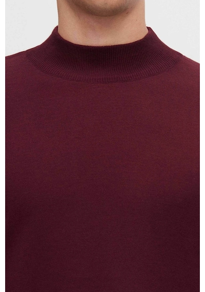 D's Damat Regular Fit Bordo Pamuk Karışımlı Yarım Balıkçı Triko Kazak Bordo