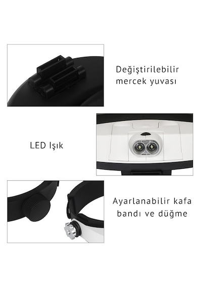 Mg81001-g Led Işıklı Gözlük Tipi Kafa Büyüteci