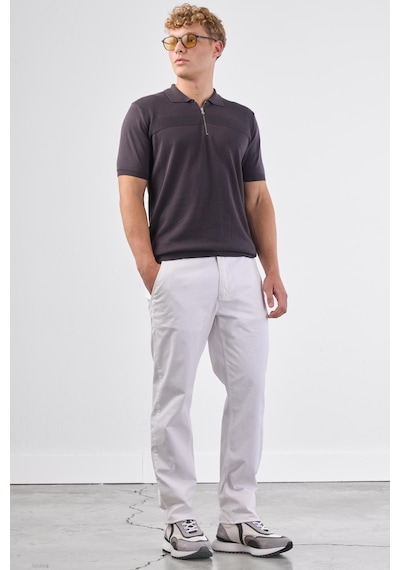 Dufy Beyaz Düz Erkek Pantolon - Regular Fıt Beyaz