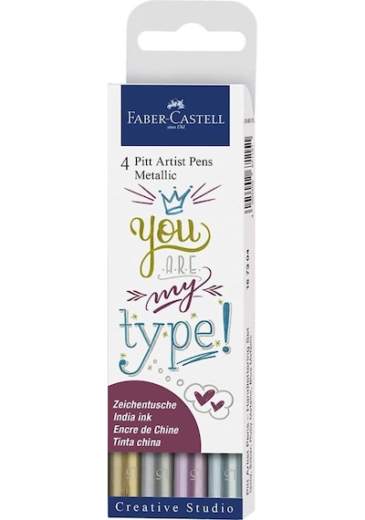 Faber-Castell Pitt Artist Pen Kaligrafi Seti Metalik 4Lü