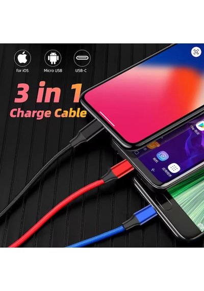 Hepu Hp-11 Multi 3in1 2.4a 1.2m Data Ve Şarj Kablosu