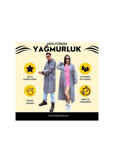 Mollycrush Unisex Su Rüzgar Geçirmez Katlanabilir Kapüşonlu Çıtçıt Düğmeli Eva Gri Yağmurluk Gri Mollycrush Unisex Su Rüzgar Geçirmez Katlanabilir Kapüşonlu Çıtçıt Düğmeli Eva Gri Yağmurluk Gri