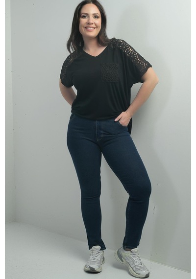 By Saygı Kadın Yüksek Bel Boru Paça Likralı Büyük Beden Kot Pantolon-40349 Koyu Lacivert By Saygı Kadın Yüksek Bel Boru Paça Likralı Büyük Beden Kot Pantolon-40349 Koyu Lacivert