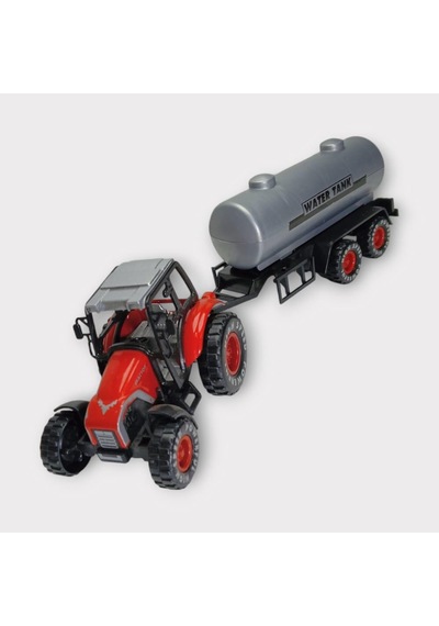 Çek Bırak Römorklu Traktör 25cm - Kırmızı Su Tankı Kırmızı
